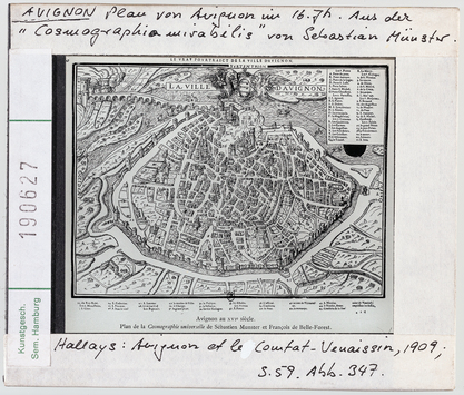 Vorschaubild Avignon: Stadtplan aus der Cosmographia mirabilis von Sebastian Münster 